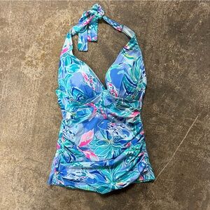 Lilly Pulitzer Bliss Halter Tankini Top Bennet Blue Celestial Seas Size 2 Small